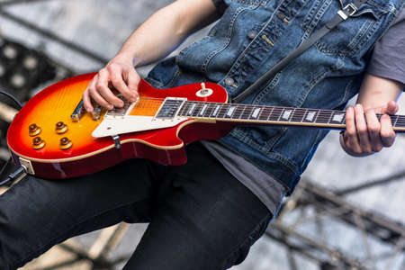 Lublin, Poland - May 3, 2015: Live concert of band Wasted at Medykalia 2015 (Uniwersytet Przyrodniczy, WSPA, WSSP) in Lublinのeditorial素材