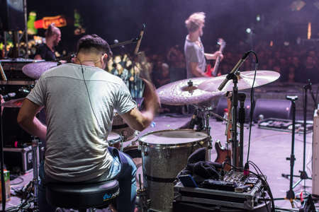Kazimierz Dolny, Poland - July 8, 2016: Organek (Tomasz Organek) concert during summer music and lifestyle festival Kazimiernikejszynのeditorial素材
