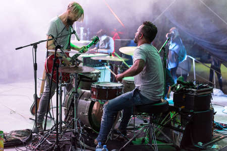 Kazimierz Dolny, Poland - July 8, 2016: Organek (Tomasz Organek) concert during summer music and lifestyle festival Kazimiernikejszynのeditorial素材
