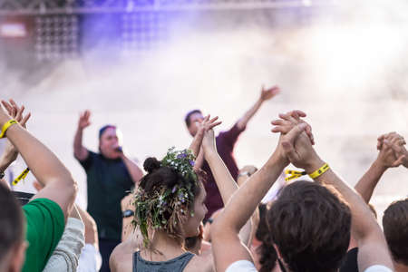 Kazimierz Dolny, Poland - July 8, 2016: Chonabibe concert during summer music and lifestyle festival Kazimiernikejszynのeditorial素材