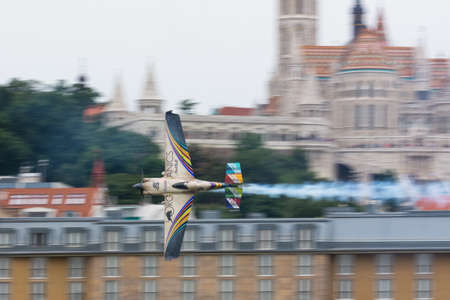 Budapest, Hungary - June 23, 2018: Matt Hall in Zivko Edge 540 at Red Bull Air Race (The World Air Sports Federation event)のeditorial素材