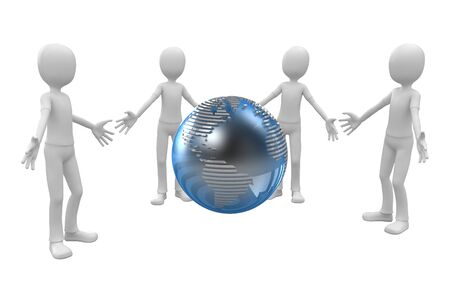 3d man with globeの写真素材