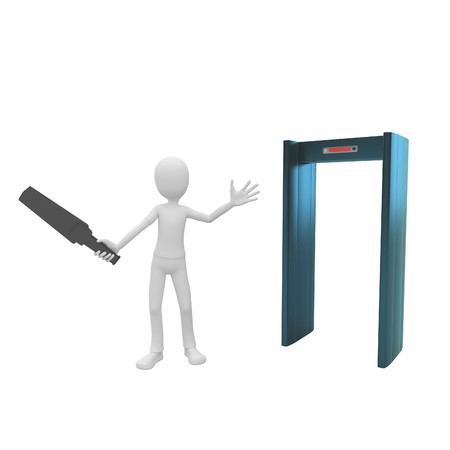 3d man security inspector at gateの写真素材