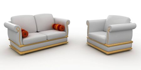 3d furniture design detailed isolated on whiteの写真素材