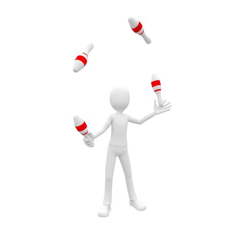 3d man juggling with skittleの写真素材