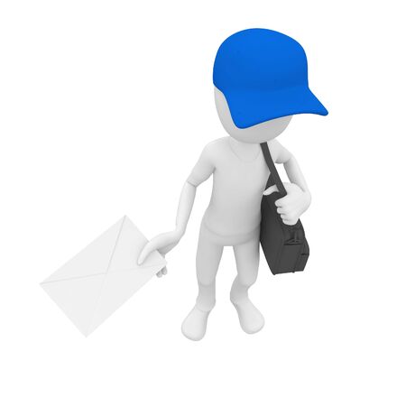 3d man post man delivery blue capの写真素材