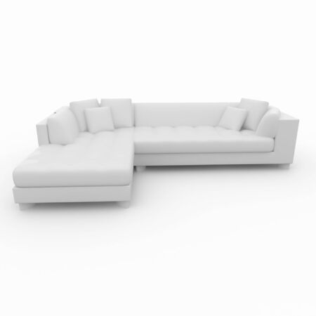 3d furniture detailed sofa isolated on whiteの写真素材