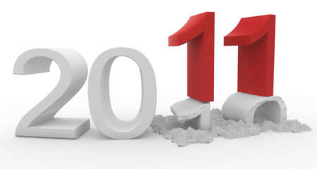 3d Happy New Year 2011 isolated on whiteの写真素材