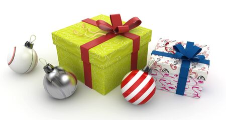 3d christmas gift boxes isolated on white