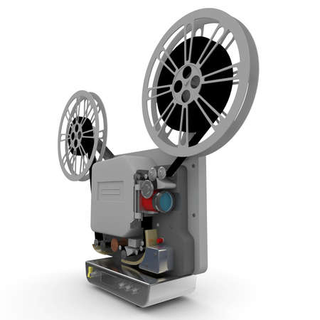 3d cinema film projector isolated on whiteの写真素材