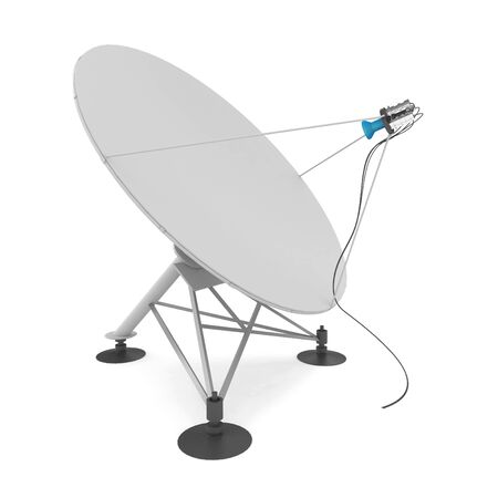 3d satellite dish isolated on whiteの写真素材