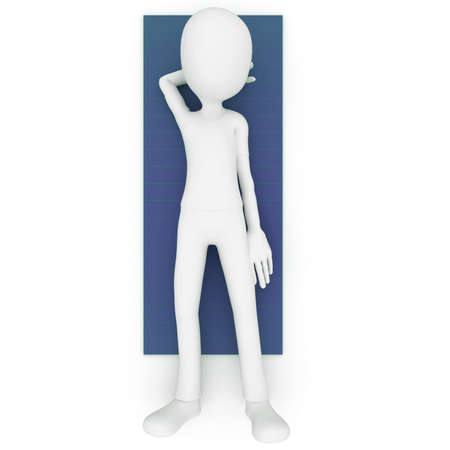 3d man sleeping on a mat isolated on whiteの写真素材