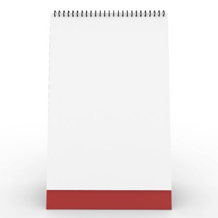 3d blank calendar spiral isolated on whiteの写真素材