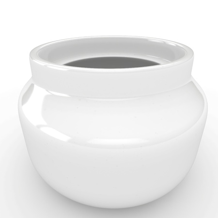 3d empty white jar isolated on whiteの写真素材
