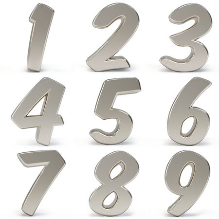 3d metal numbers isolated on white backgroundの写真素材