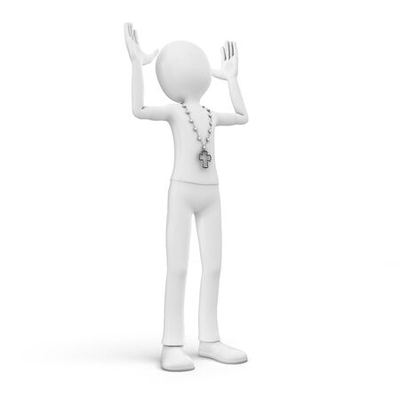 3d man religious person on white backgroundの写真素材