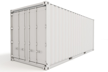3d cargo container blank on white background