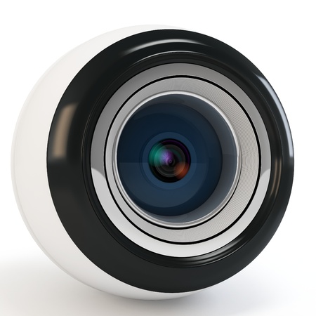 3d modern eye camera on white background