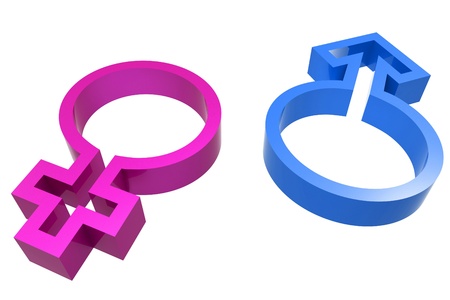 3d male female symbol on white backgroundの写真素材