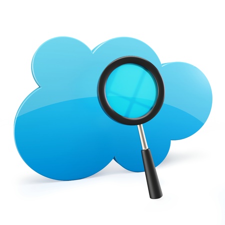 3d cloud computing search on white backgroundの写真素材