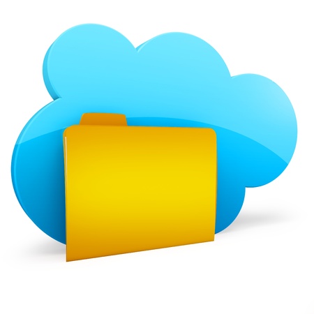 3d cloud folder storage on white backgroundの写真素材
