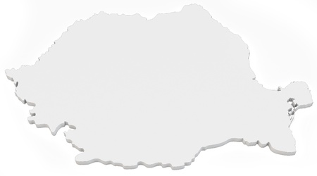 3d blank map of Romania on white backgroundの写真素材