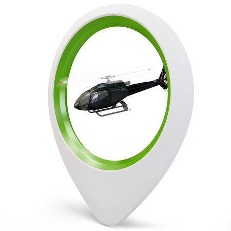 3d round pointer with black helicopter on white backgroundの写真素材