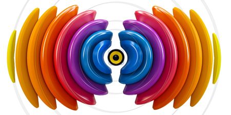 3d sound wave with speaker  isolated on white background