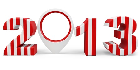 3d year 2013 and interest point on white background