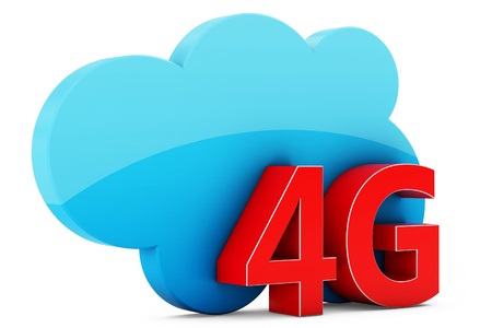 3d 4G mobile cloud, wireless technology on white background