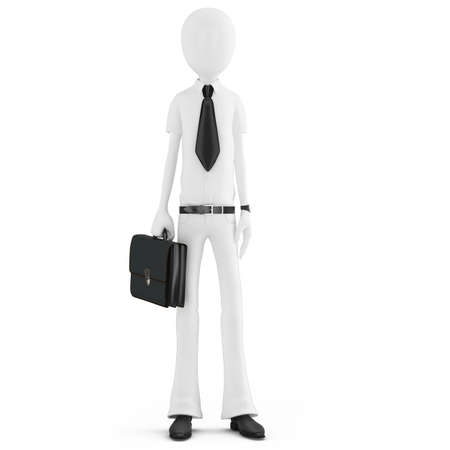 3d man businessman with briefcase on white backgroundの写真素材