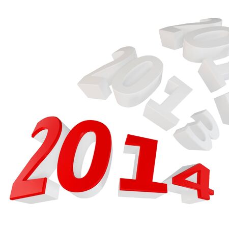 3d Happy New Year 2014 on white background
