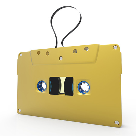 3d old audio cassette on white backgroundの写真素材