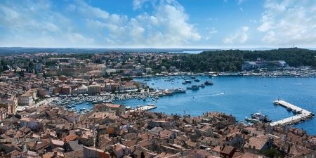 Nice view of Rovinji's port  in Croatia at the Mediterranean Seaの写真素材