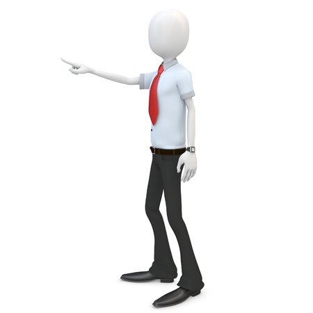 3d man businessman accusing and pointing finger on white backgroundの写真素材