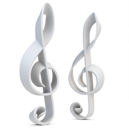 3d plain material treble Clef on white backgroundの写真素材
