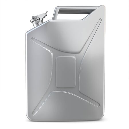 3d metallic jerry can on white backgroundの写真素材