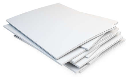 3d stack of blank catalogs, magazines on white background
