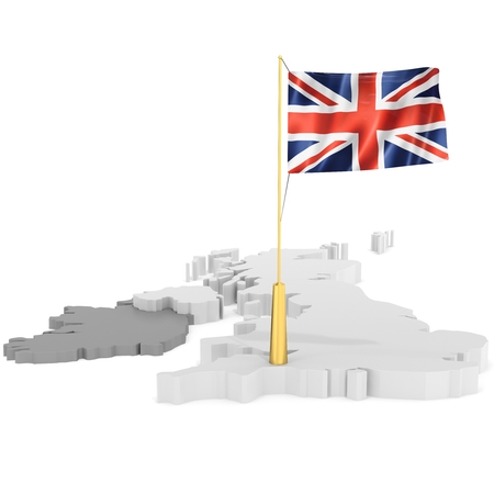 3d flag pole of the country with borders form on whiteの写真素材