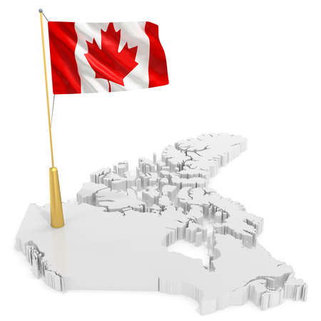 3d flag pole of the country with borders form on whiteの写真素材