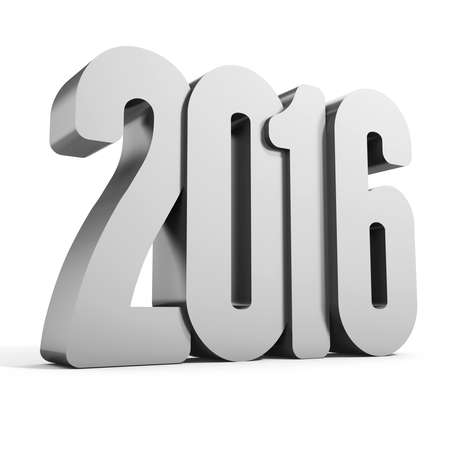 3d happy new year 2016 text on white background