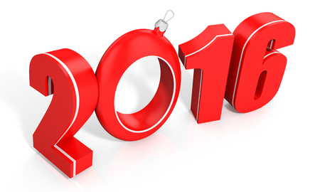 3d happy new year 2016 text on white background