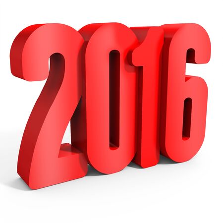 3d happy new year 2016 text on white background