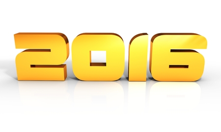 3d happy new year 2016 text on white background