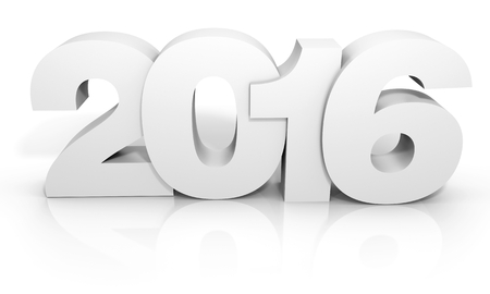 3d happy new year 2016 text on white background