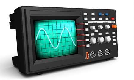 3d modern device oscilloscope on white backgroundの写真素材
