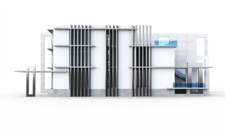 3d contemporary house on a white backgroundの写真素材