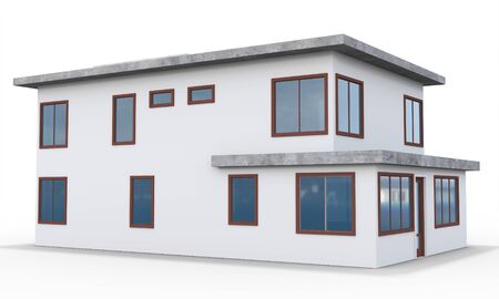 3d contemporary house on a white backgroundの写真素材