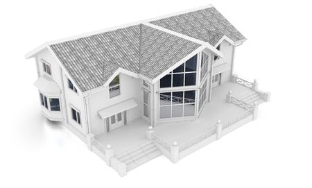 3d contemporary apartment block  on a white background 3D illustrationの写真素材