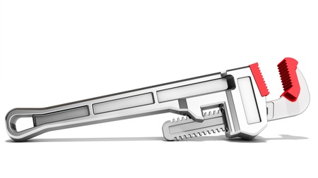 3d pipe wrench on white background 3D illustrationの写真素材